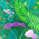 Urban jungel med en colibri. Neon elementer. thumbnail